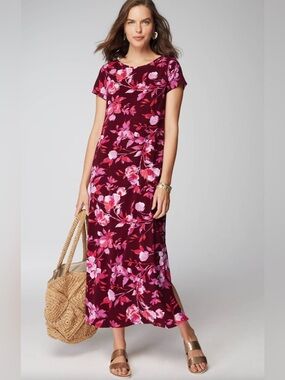 J.Jill Large Petite ~ Gorgeous Cap-Sleeve Maxi Dress NWOT PTP 23-28/L 50